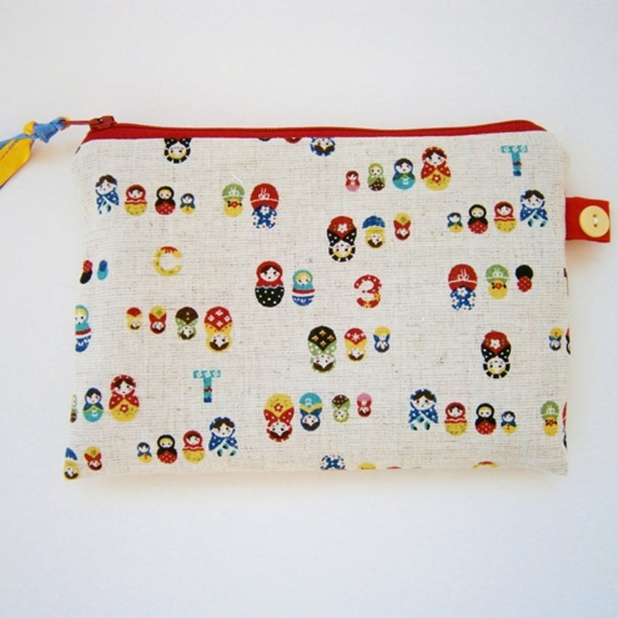 ONE DAY SALECute Russian Doll Make Up Bag / Pencil Case