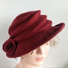 Ruby red felted wool hat - 'The Crush' - designed to pack flat