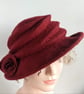 Ruby red felted wool hat - 'The Crush' - designed to pack flat - Image 1