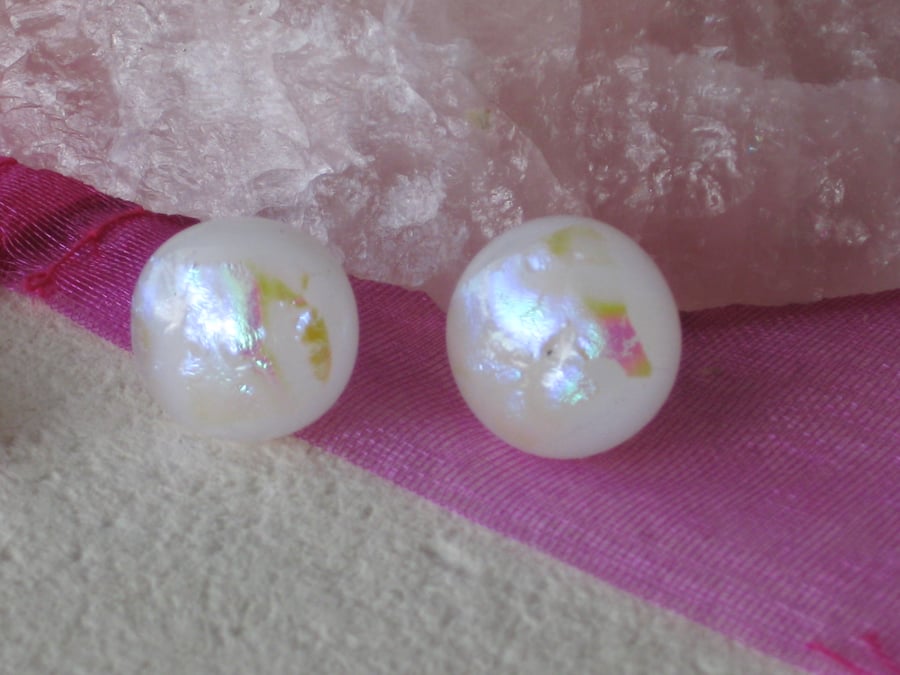 Fused dichroic glass stud earrings