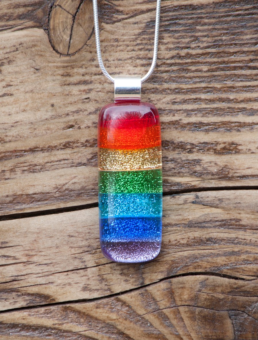 Fused Glass Necklace - Rainbow
