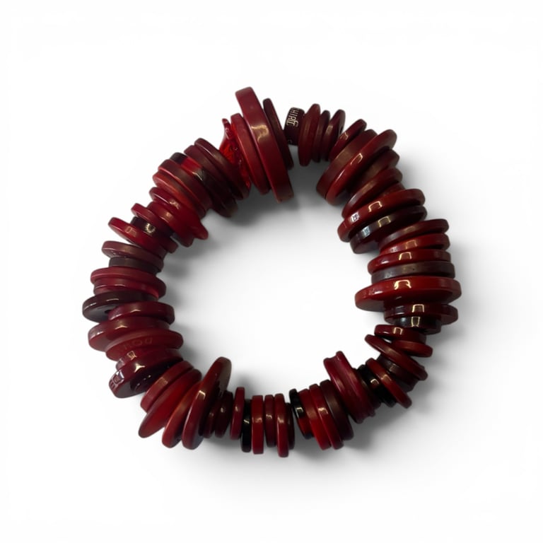 A striking handmade bracelet. 