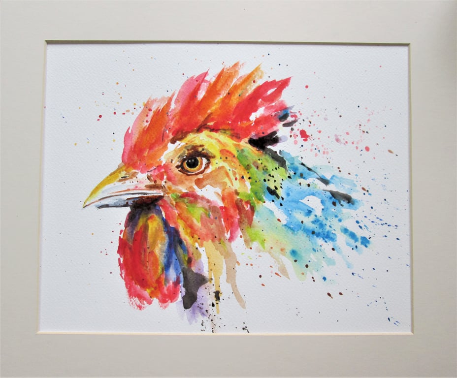 Rooster Portrait original painting