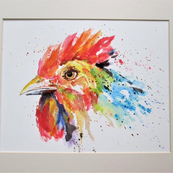 Rooster Portrait original painting