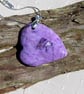 SALE - Purple Bamboo Agate Gemstone Heart Pendant with Silver Plated Chain - Image 4