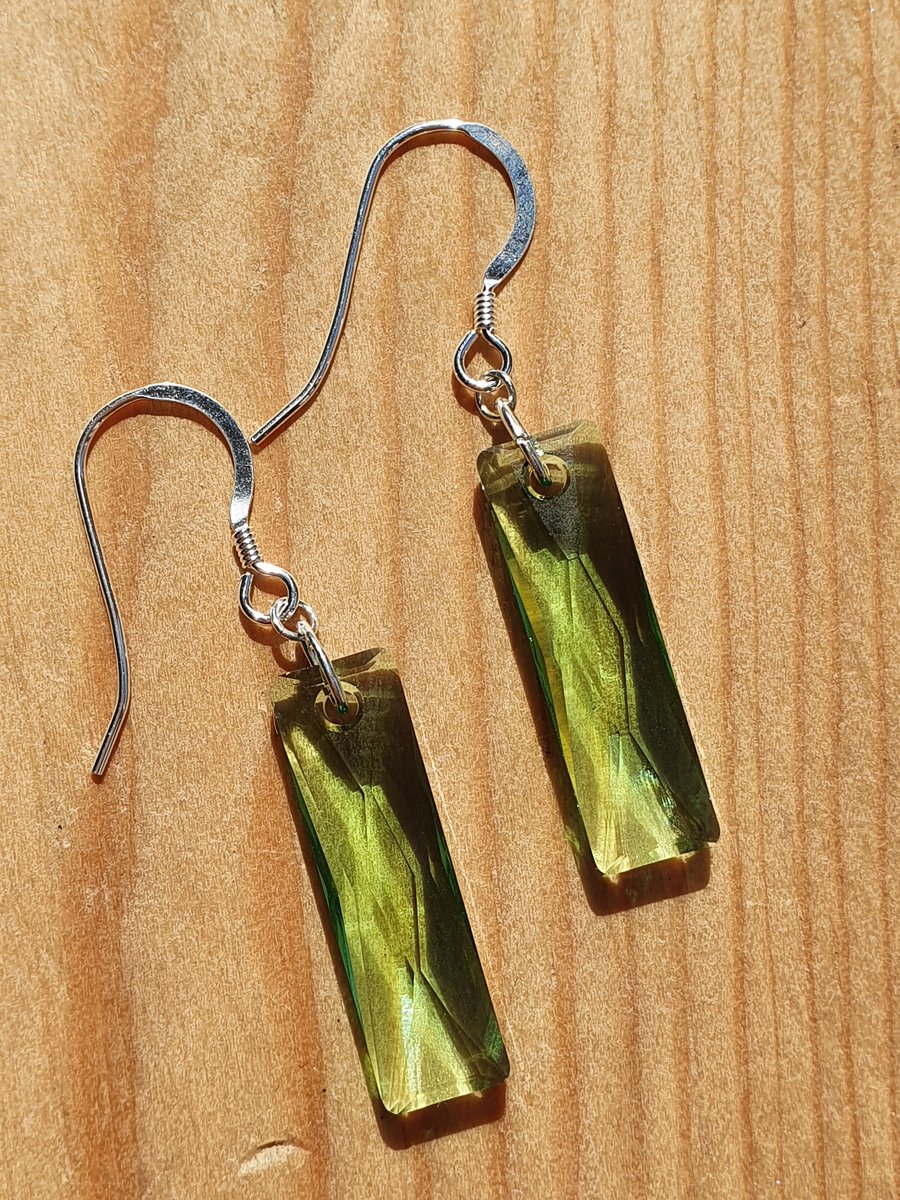 Swarovski Crystal Lilac Shadow Baguette 25mm Sterling Silver Earrings