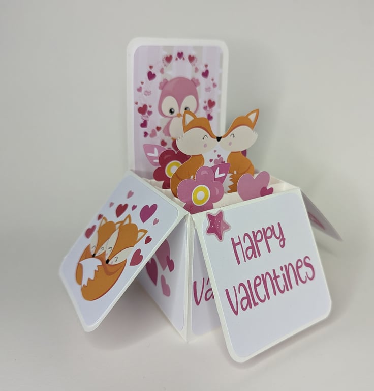 Fox Valentine's Box Card Ready To Post