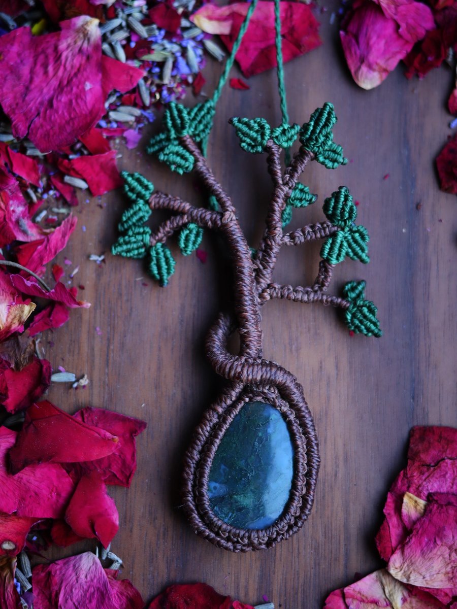 Tree of Strength – Moss Agate adjustable Necklace 