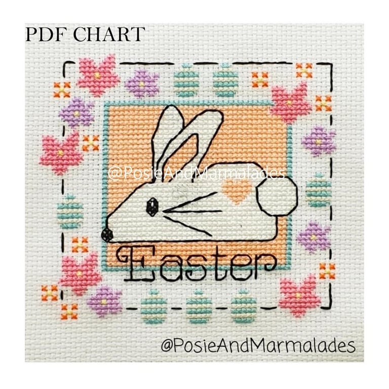 Easter Bunny cross stitch Instant digital Download PDF Pattern chart