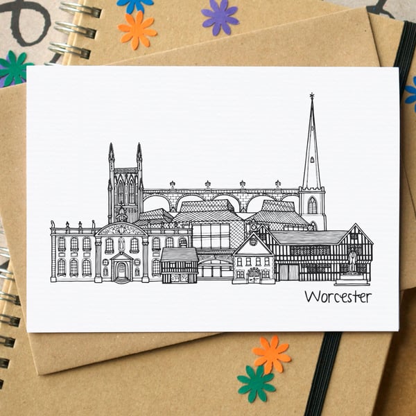 Worcester Skyline Greetings Card