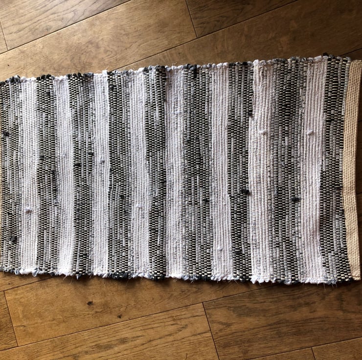 Black Grey and White Rag Rug Folksy