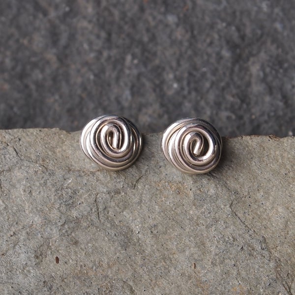 Silver stud earrings, small silver twisted knot studs, handmade stud earrings