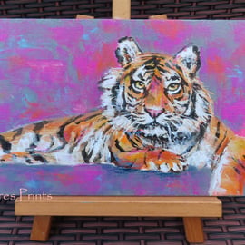 Tiger Peek Art Original Acrylic Painting on Canvas OOAK 