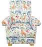 Children's Armchair Kids Chair Serengeti Animals Fabric Boys Girls Ivory Zebras
