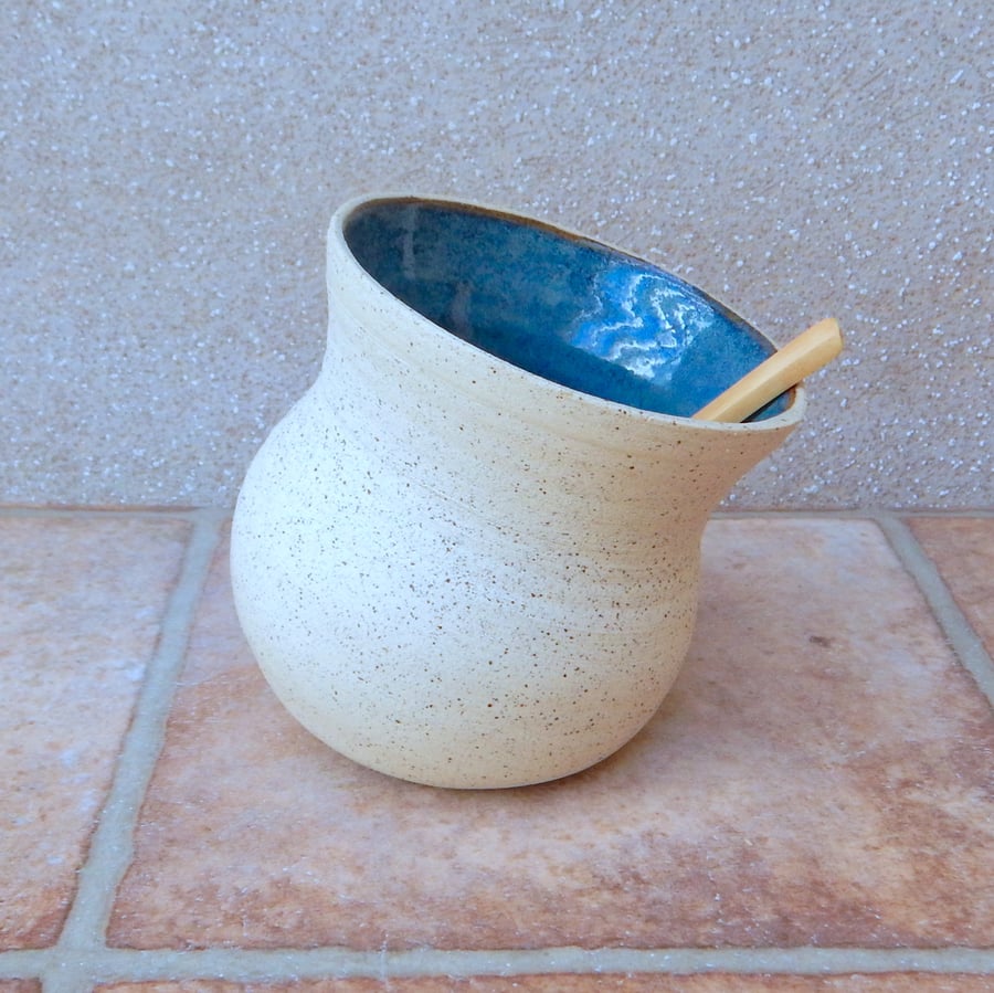 Salt pig, cellar or pot handmade in stoneware pottery ceramic