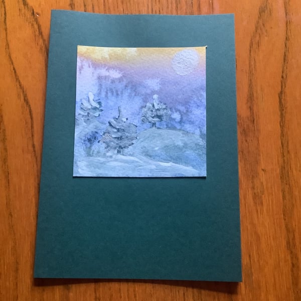 Hand painted Christmas Yule Card 'Icy Yulescape'