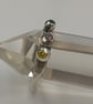 Sterling Silver Molten Ring, Pink Green Yellow CZ Gemstones - Size K - Image 10