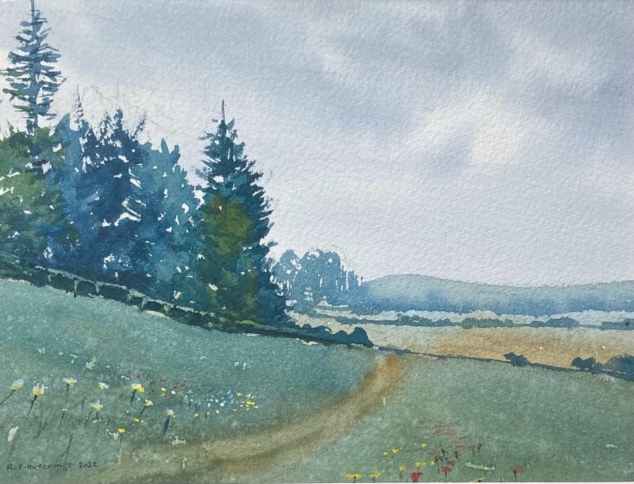 Looking towards Skelton (FULLY MOUNTED WATERCOLOUR 12 x 10 ) original