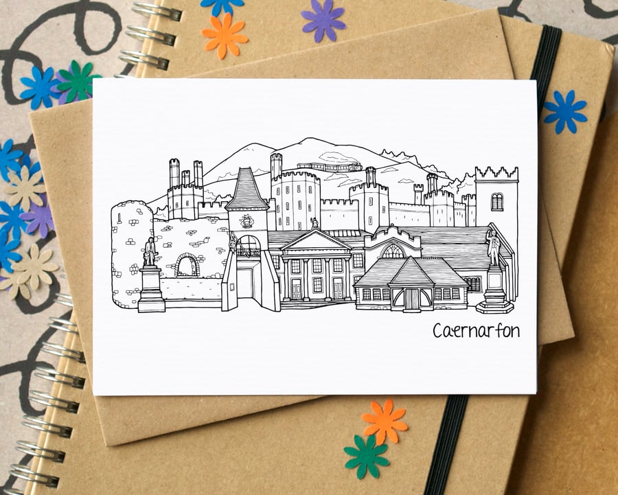 Caernarfon Skyline Greetings Card