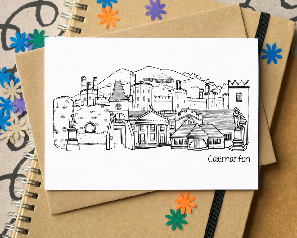 Caernarfon Skyline Greetings Card