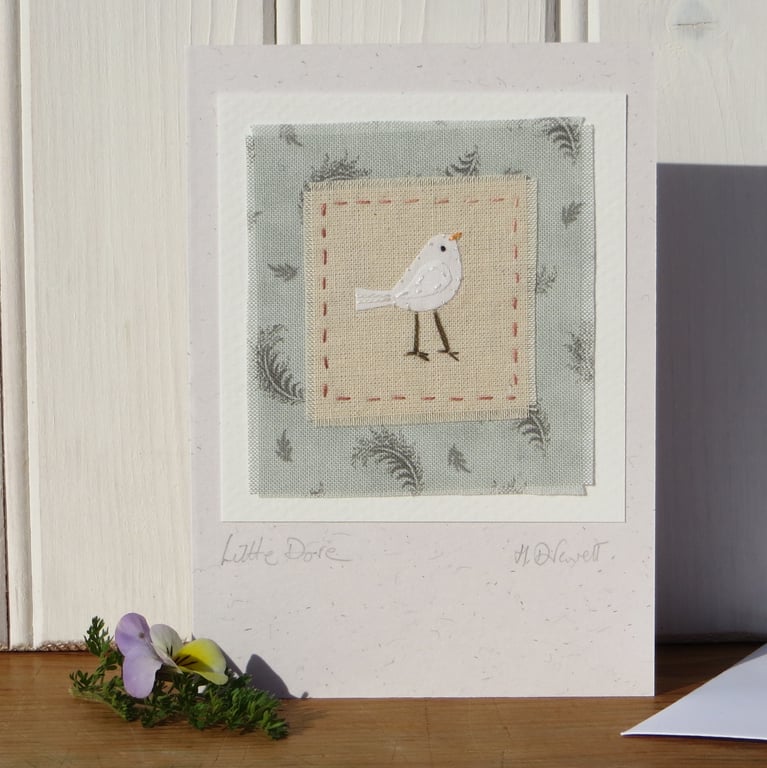 Little Dove, miniature applique with hand embroidered details for any occasion