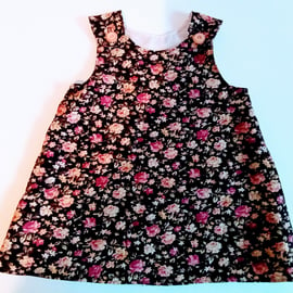 Dress, 12-18 months, A line dress, pinafore, needlecord, flowers, floral print 