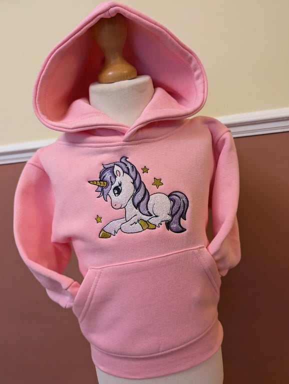 Unicorn pink hooded fleece