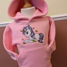 Unicorn pink hooded fleece