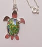 Silver Turtle Brooch with Opal Glass - Image 4