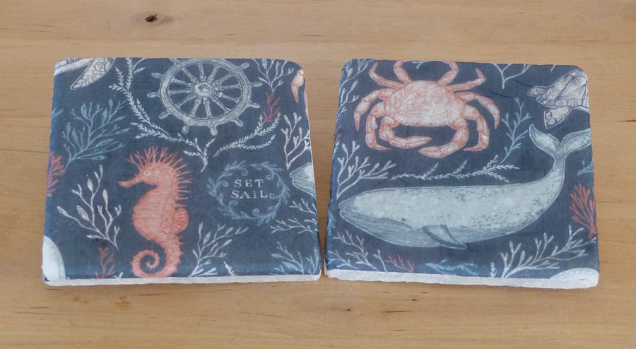 Marble 'Ocean' Coasters