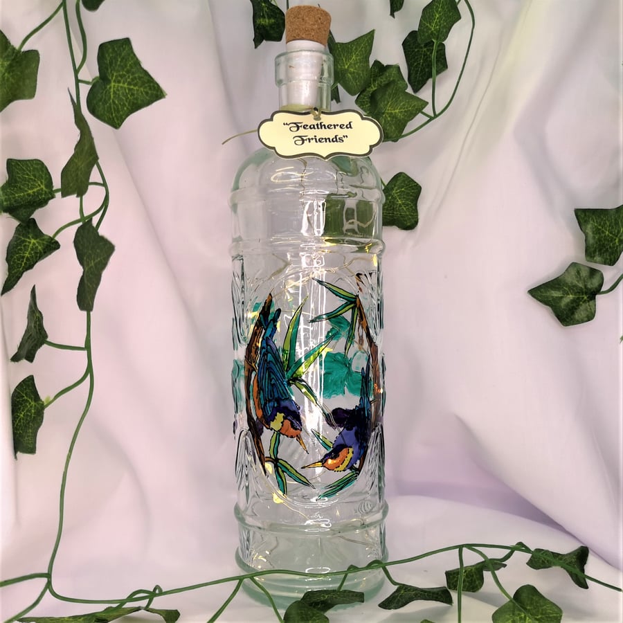 Feathered Friends - Handpainted Bottle Light