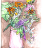 Original Wildflower Bouquet in a Pink Vase, A5 Watercolour painting with Mount - Image 2
