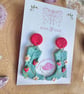 Handmade Strawberry Cowboy Boot Polymer Clay Earrings - Image 2