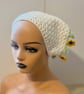  White Sunflower Crochet Bandana - Boho Summer Festival Headscarf - Image 3