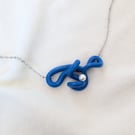 Handmade Polymer Clay Necklace with Pearl - Cobalt Tide Knot