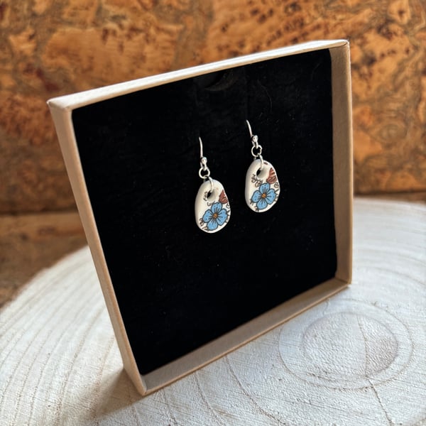 Handmade Ceramic Earrings One of a Kind Sterling Silver Eco Friendly Gifts