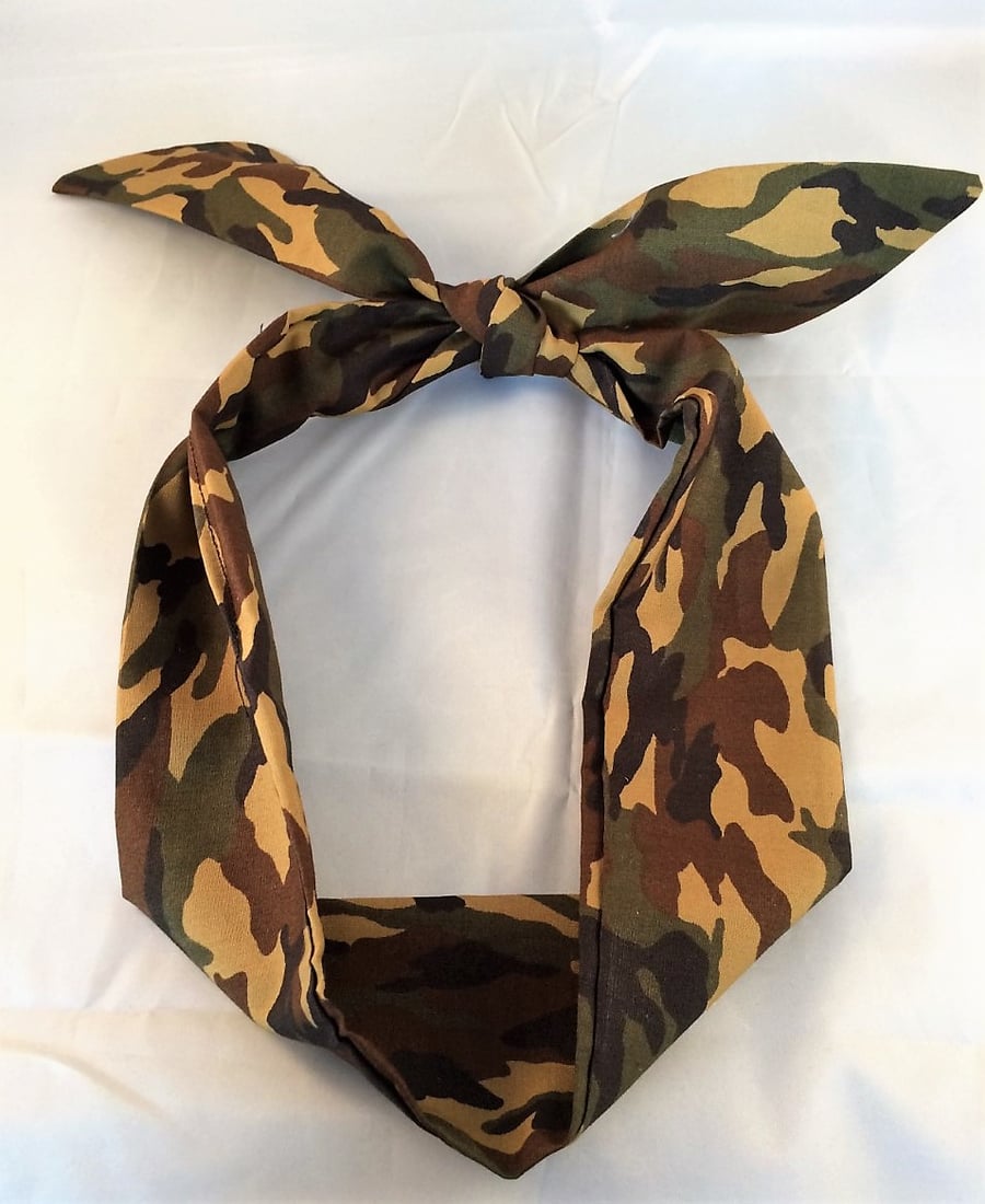 Camouflage rockabilly headband