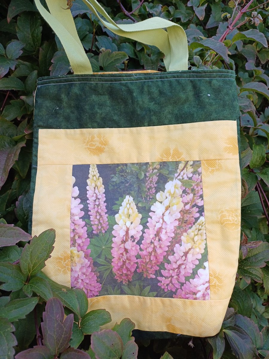 Lined shopper featuring a lupin photo