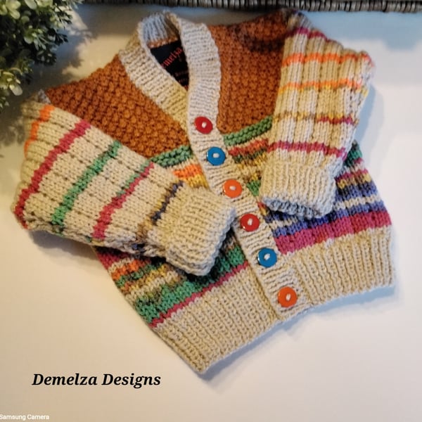 Gender Neutral Hand Knitted Baby Cardigan 9-18 months size