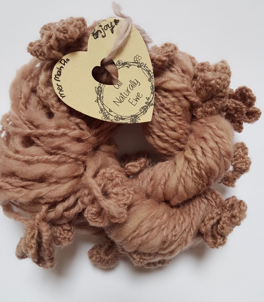 Naturally Dyed Handspun yarn with Crochet Flowers