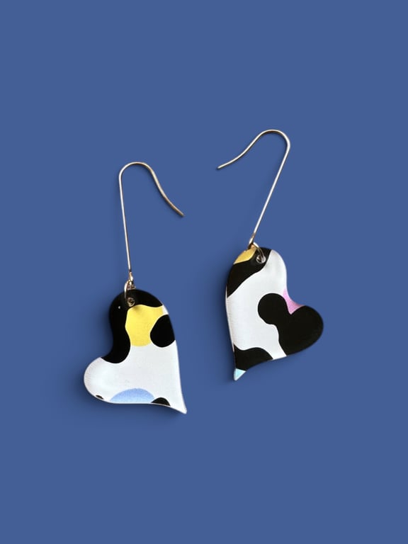 Animal Print Asymmetric Heart Statement Earrings