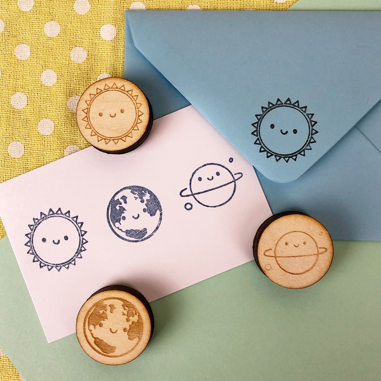 Kawaii Polymer Stamps - Sun, Planet & Earth