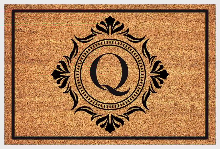 Q Letter Door Mat - Monogram Letter Q Welcome Mat - 3 Sizes