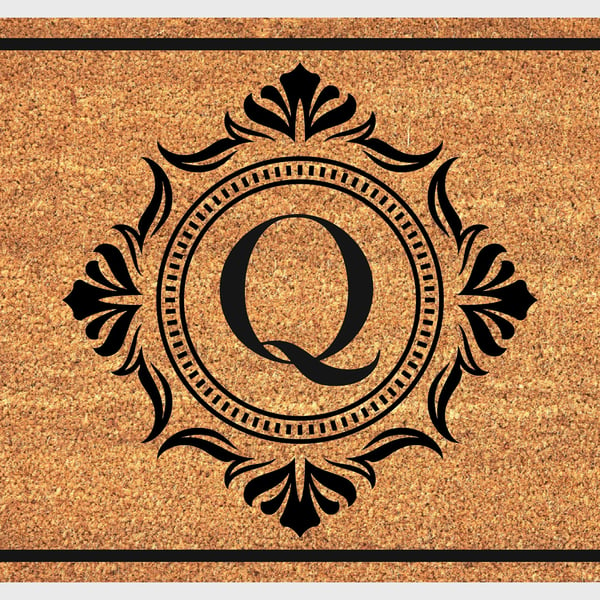 Q Letter Door Mat - Monogram Letter Q Welcome Mat - 3 Sizes