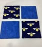 Bee coasters set of 4, bumble bee fabric coasters, Handmade - Image 4