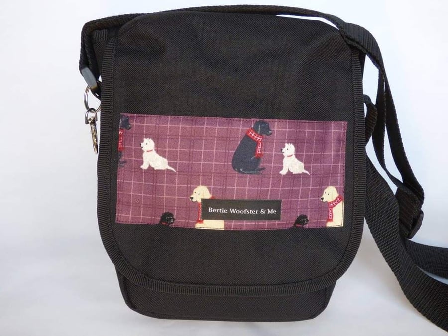 Dog Walking Bag:Black and Purple  Labrador