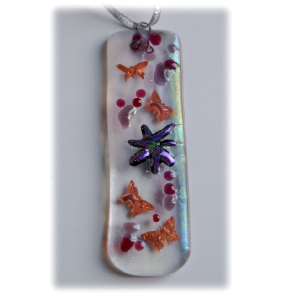  Fused Glass Art  Lghtcatcher Pop 001 Butterfly Purple Dichroic 