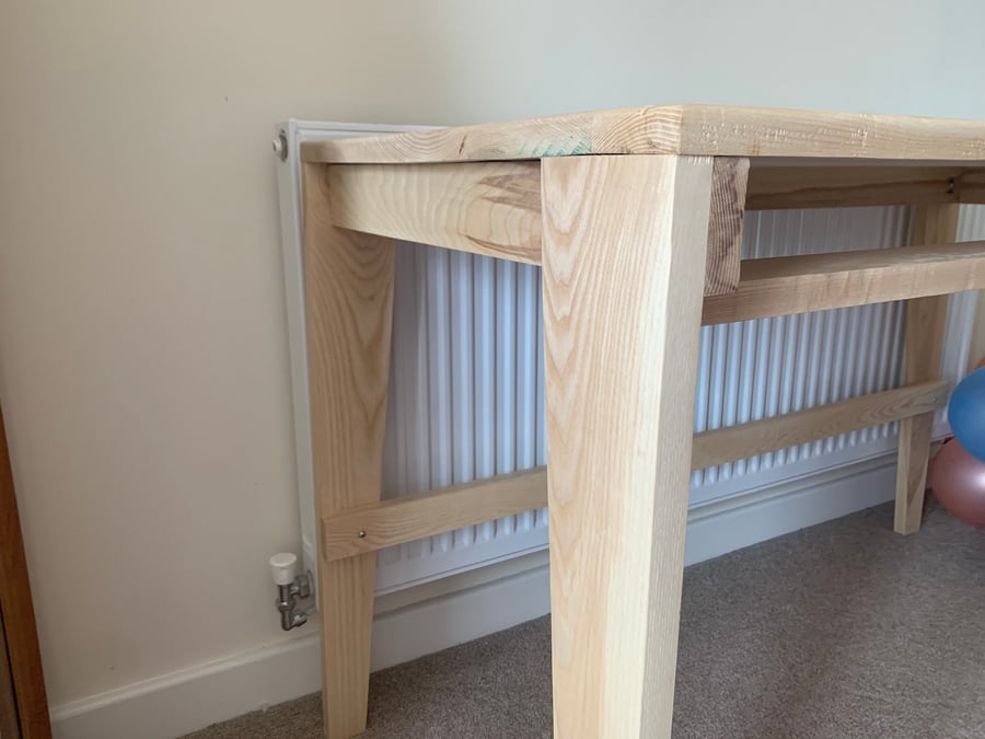 Oak Desk for Office or Bedroom - Farmhouse Desk with Wood Legs - Wooden Console 