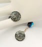 Round Silver Night Crystal Button Cuff Links, Gift for Him, Crystal Cuff Links - Image 2