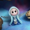 Tiny Flurrier Angel Gnome 'Maeve' with silver wings OOAK Sculpt by Ann Galvin